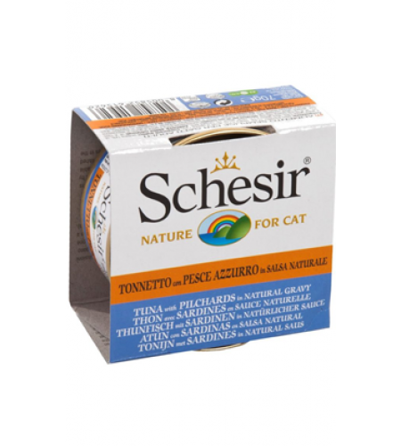 SCHESIR GATO GRAIN-FREE ATUM COM PEIXE AZUL E MOLHO NATURAL 70GR